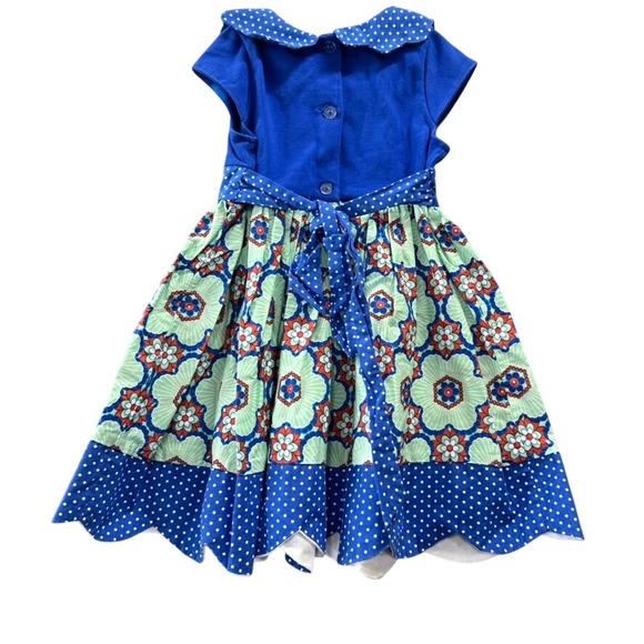 Counting Daisies Girls 3T Blue Floral Polka Dot Dress with 3D Flower Kidcore - Picture 6 of 6